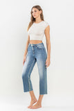 VERVET by Flying Monkey SUPER HIGH RISE RAW HEM WIDE LEG JEAN