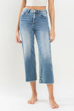 VERVET by Flying Monkey SUPER HIGH RISE RAW HEM WIDE LEG JEAN
