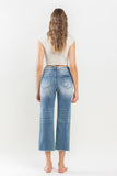 VERVET by Flying Monkey SUPER HIGH RISE RAW HEM WIDE LEG JEAN
