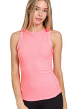 SOFT RIBBED TIGHT CREW NECK TANK TOP