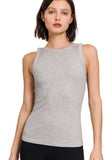 SOFT RIBBED TIGHT CREW NECK TANK TOP