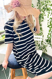 STRIPE KNIT MIDI DRESS
