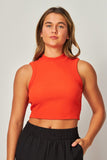 Rayon Ribbed Stretchy Mock Neck Crop Top