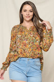 Plus  Size Olive Smocked Top