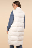 Front Zipper Long Puffer Vest with Pockets