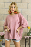 ROUND NECK LOOSE FIT TOP W/POCKET