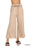 WASHED FRENCH TERRY PALAZZO WITH POCKETS