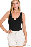 BRUSHED DTY MICROFIBER SPLIT NECK BODYSUIT