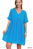 SWISS DOT BABYDOLL V-NECK DRESS (Regular and Plus)
