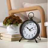 Vintage Black Metal Desk Clock