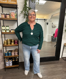 Perch/Blu Pepper Green and Black Stripe Long Sleeve Top