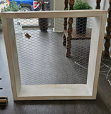White Wood and Chicken Wire Shadow Box Wall Shelf