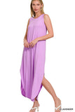 SLEEVELESS MAXI DRESS SIDE SLITS POCKETS