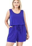 PLUS  SIZE SLEEVELESS ROMPER WITH POCKETS