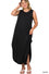 PLUS SIZE SLEEVELESS MAXI DRESS SIDE SLITS POCKETS