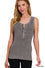 WASHED RIBBED SCOOP NECK HENRY TANK TOP