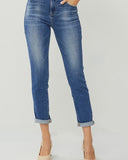 Risen Dark High Rise Relaxed Skinny Rolled Up Hem