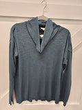 Hem and Thread Cowl Neck Cutout Shirt