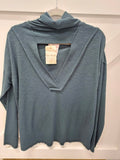 Hem and Thread Cowl Neck Cutout Shirt