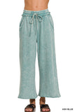 WASHED FRENCH TERRY PALAZZO WITH POCKETS