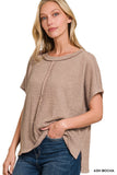 DOLMAN SHORT SLEEVE JACQUARD SWEATER