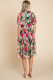 Floral Print Chiffon Midi Dress