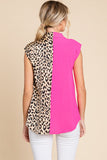 Colorblock Leopard V-neck Top