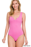 BRUSHED DTY MICROFIBER SPLIT NECK BODYSUIT