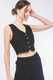 Linen Buttoned Vest Top