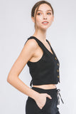 Linen Buttoned Vest Top