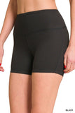BRUSHED WIDE WAISTBAND BIKER SHORTS