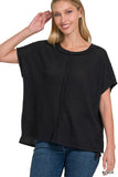 DOLMAN SHORT SLEEVE JACQUARD SWEATER