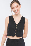 Linen Buttoned Vest Top