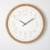 CREAMY METAL WOOD-FRAME CLOCK