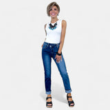 Risen Crossover Waist Jeans