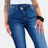 Risen Crossover Waist Jeans
