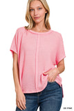 DOLMAN SHORT SLEEVE JACQUARD SWEATER