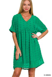 SWISS DOT BABYDOLL V-NECK DRESS (Regular and Plus)