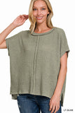 DOLMAN SHORT SLEEVE JACQUARD SWEATER