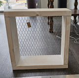 White Wood and Chicken Wire Shadow Box Wall Shelf