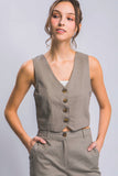 Linen Buttoned Vest Top