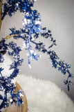 Navy Glittered Blossom Spray