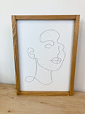 Line Art Girl Face Monstera