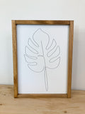 Line Art Girl Face Monstera