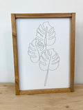 Line Art Girl Face Monstera