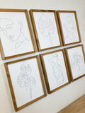 Line Art Girl Face Monstera