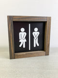 Restroom (Hold it) Sign