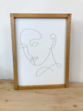 Line Art Girl Face Monstera