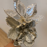 Platinum Poinsettia & Magnolia Stems