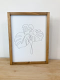 Line Art Girl Face Monstera